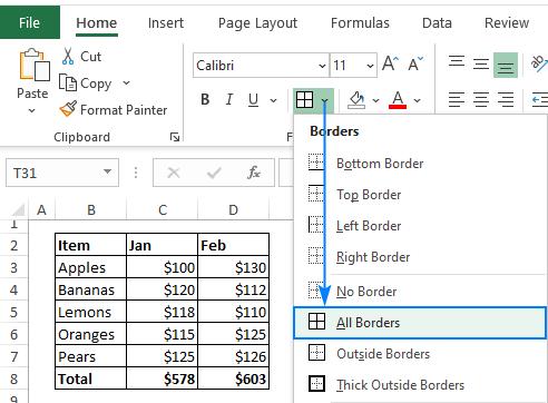 Hướng dẫn các sử dụng và tùy biến đường viền (Border) trong Excel